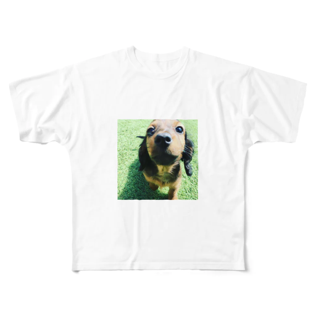 金魚と犬グッズのダックスフンド　チビ フルグラフィックTシャツ
