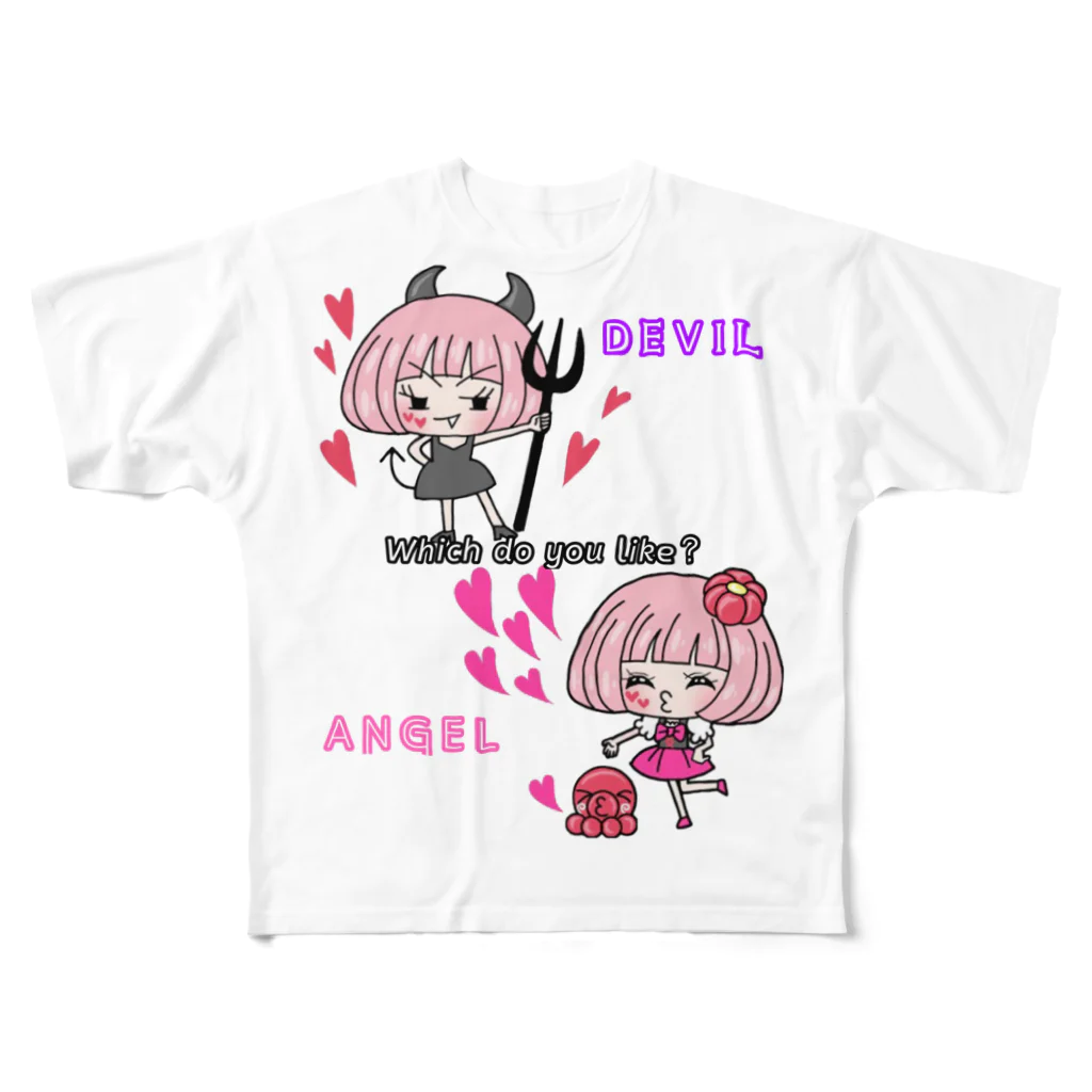 歌うバルーンパフォーマMIHARU✨〜あいことばは『笑顔の魔法』〜😍🎈の天使？悪魔？ フルグラフィックTシャツ