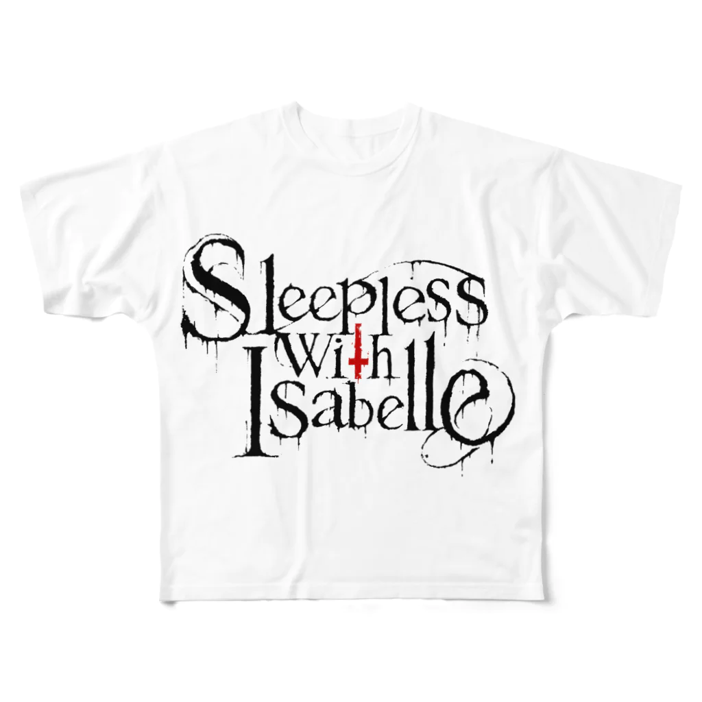 YUYAの‪Sleepless With Isabelle‬ ロゴ　Tシャツ　白 フルグラフィックTシャツ