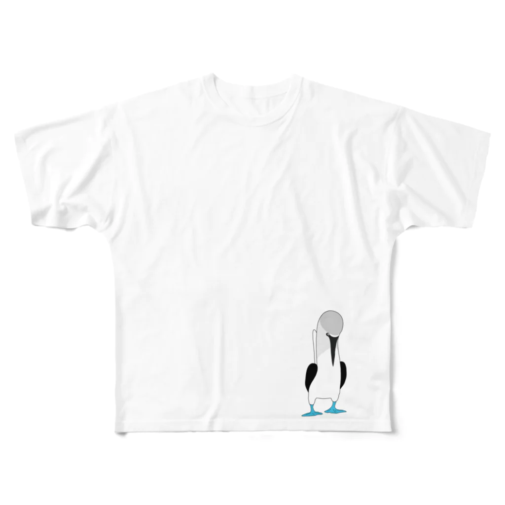 burnworks designのアオアシカツオドリ フルグラフィックTシャツ