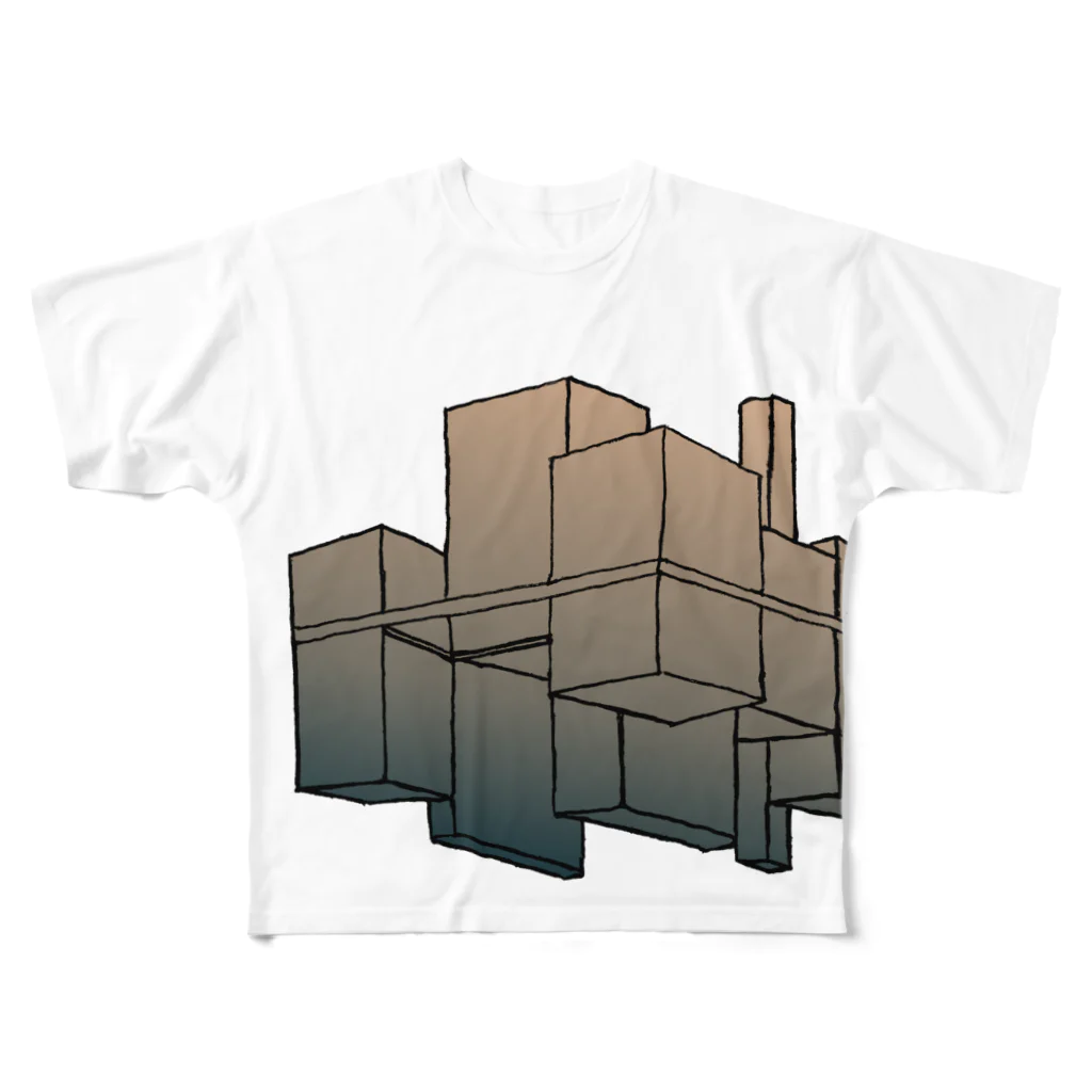 気ままに創作　よろず堂の摩天楼 フルグラフィックTシャツ