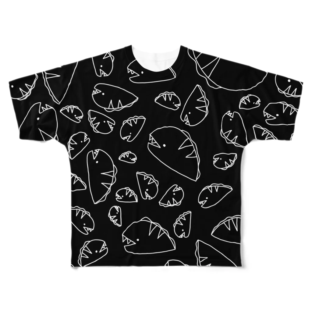 紫咲うにのながくないうつぼ ちらし 黒 All-Over Print T-Shirt