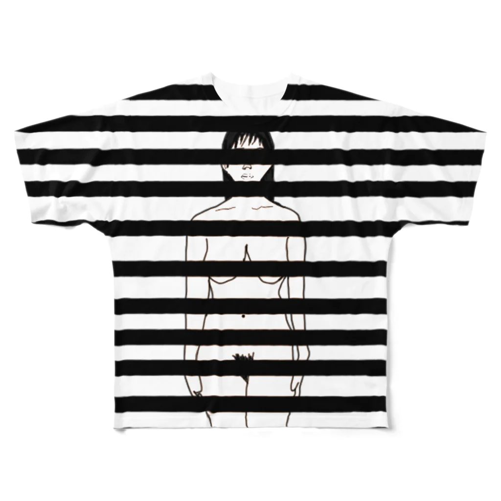 COPYL STOREのボーダー 白黒 All-Over Print T-Shirt