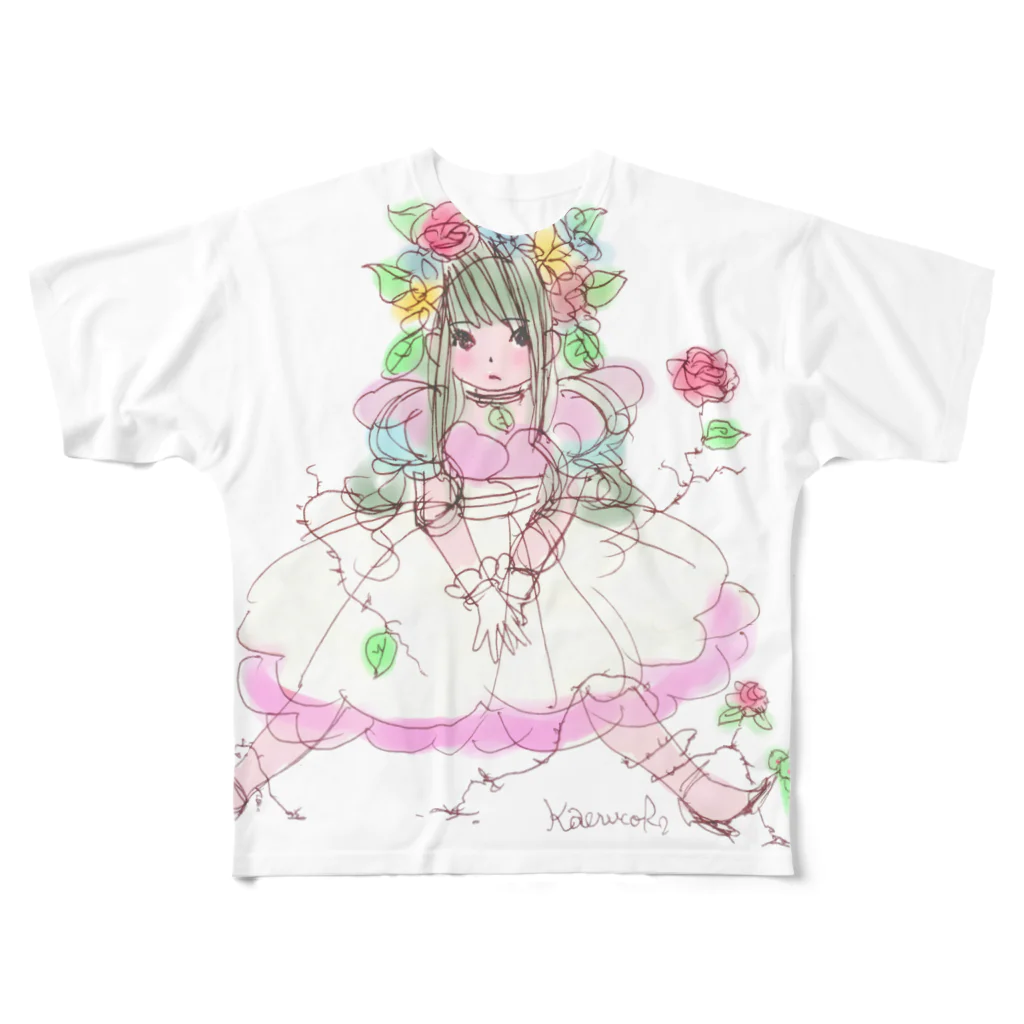 kaeruco(* 皿 *)の花と共生と寄生と フルグラフィックTシャツ