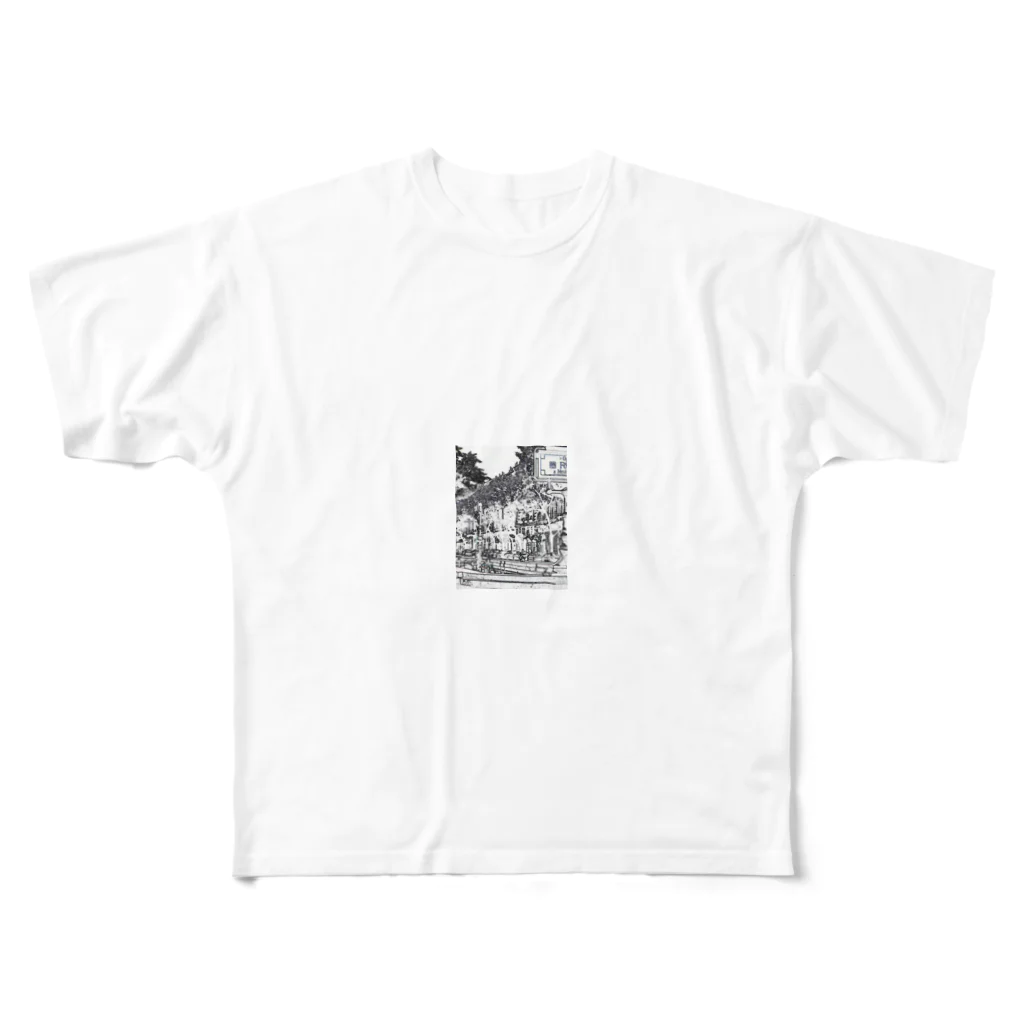 モモンヌの洋服屋さんのブダペスト地下鉄　線画 All-Over Print T-Shirt