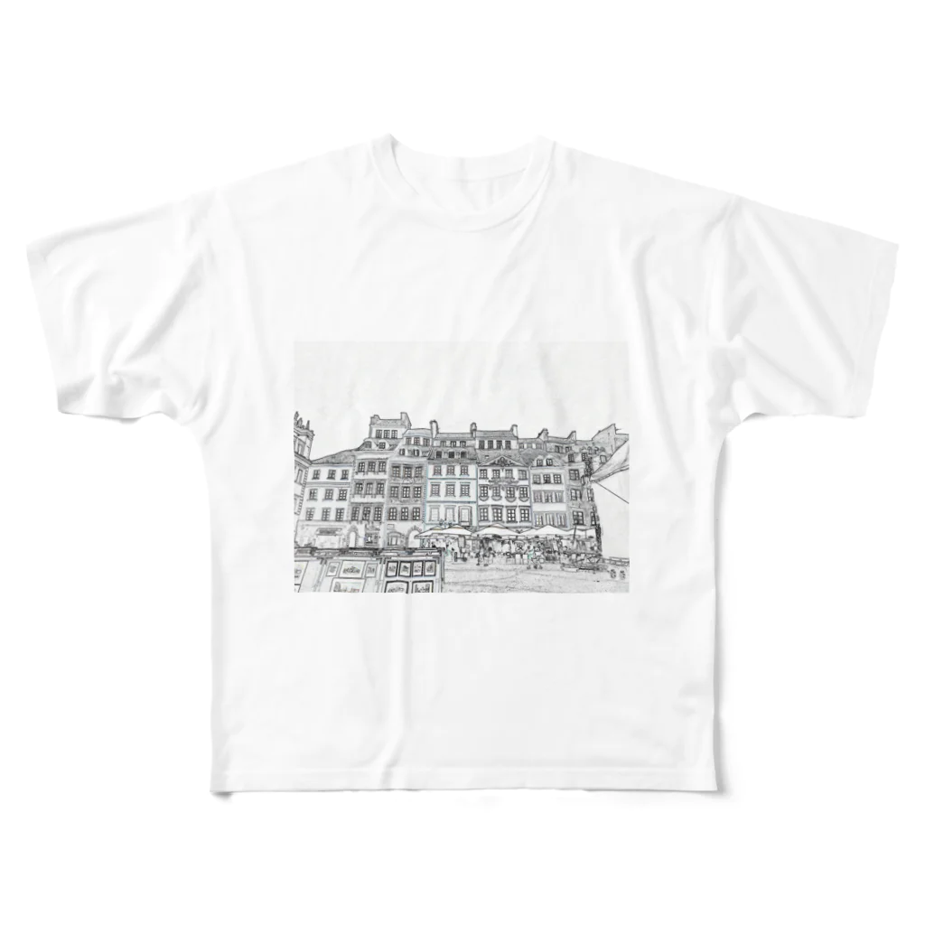 モモンヌの洋服屋さんのワルシャワ旧市街 All-Over Print T-Shirt