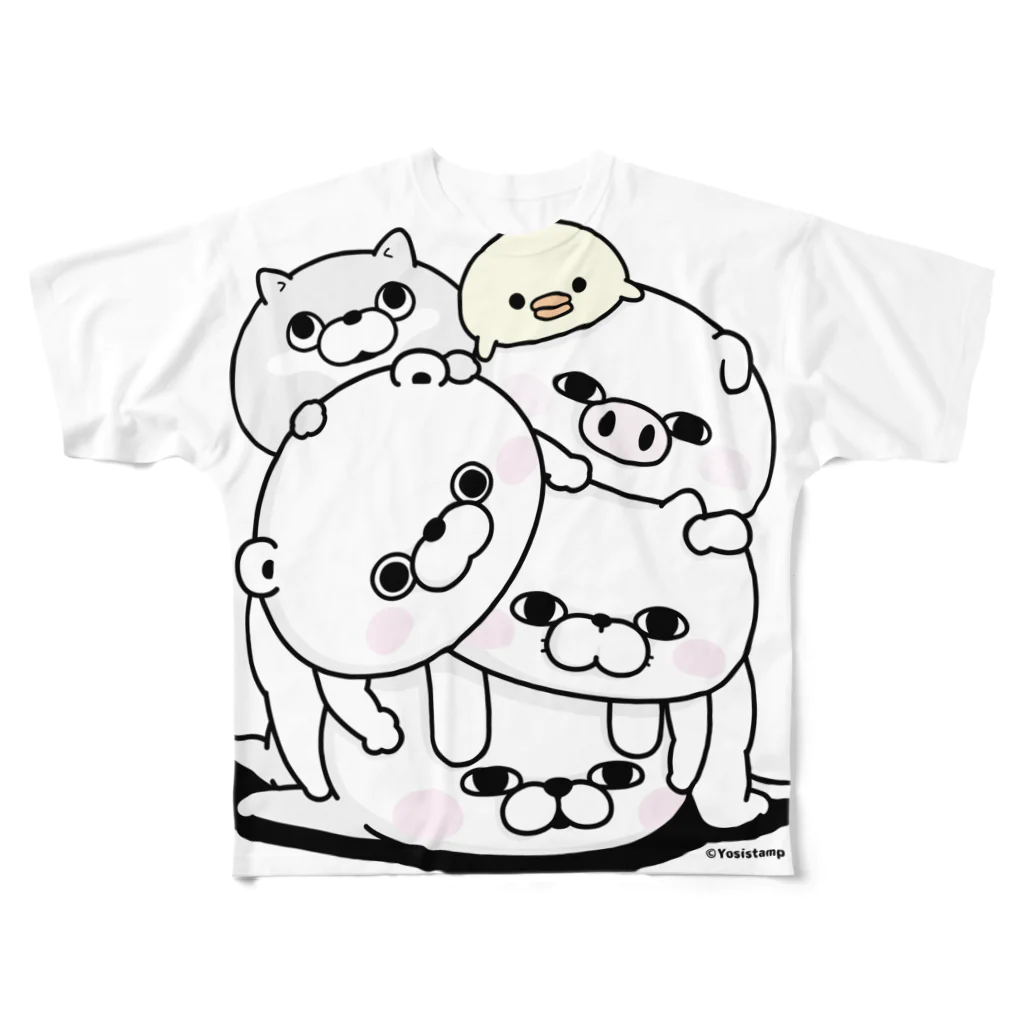 ヨッシースタンプの塊（かたまり） All-Over Print T-Shirt