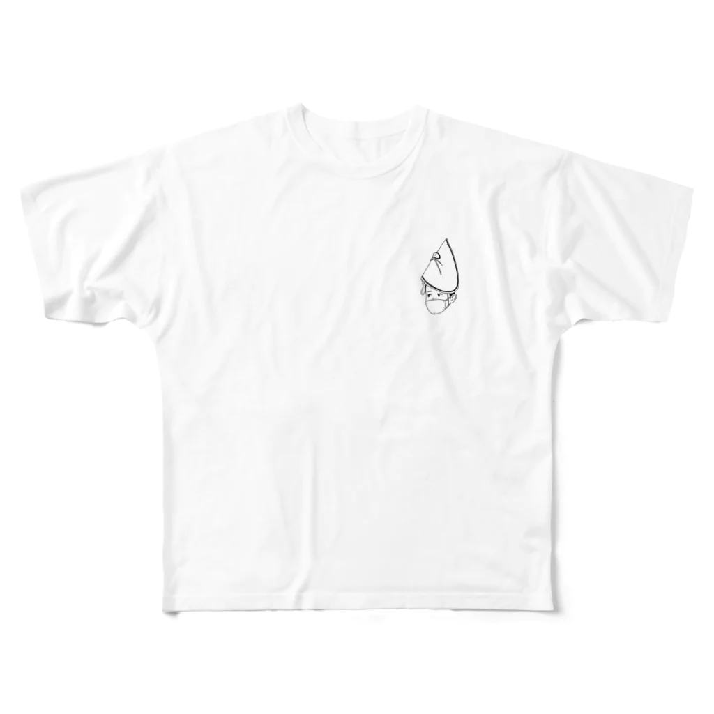 ジェーンのみせ(いっ福商店)のマスクde阿波踊り(黒)両面 All-Over Print T-Shirt