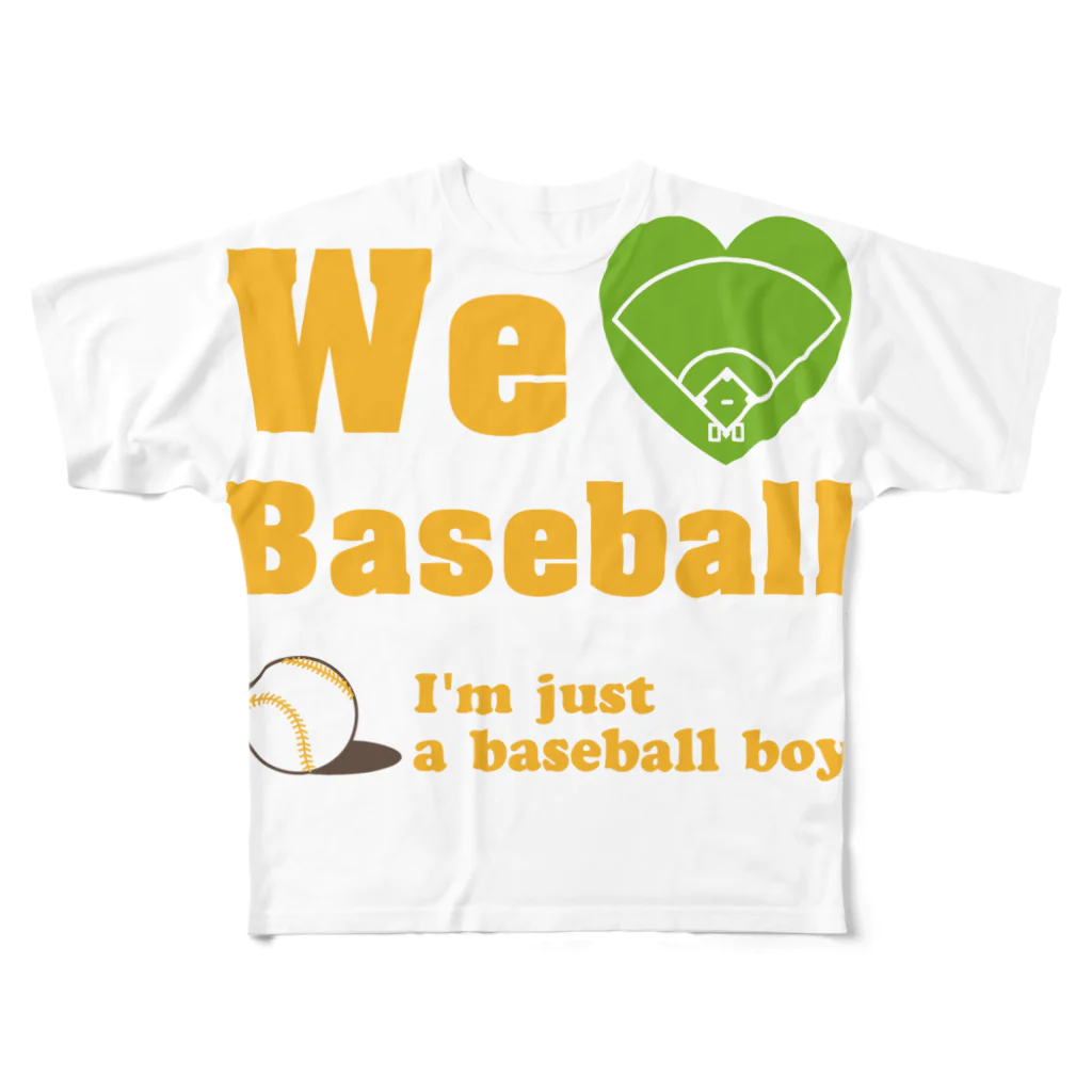 キッズモード某のWe love Baseball(イエロー) フルグラフィックTシャツ