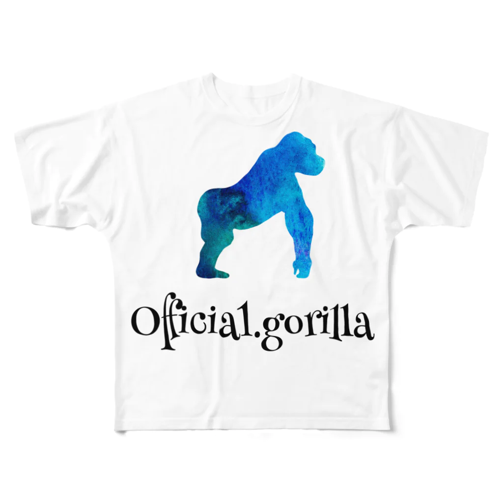 Official-gorillaのOfficial.girillaグッズ(ブルーナチュラルver.)黒字 フルグラフィックTシャツ