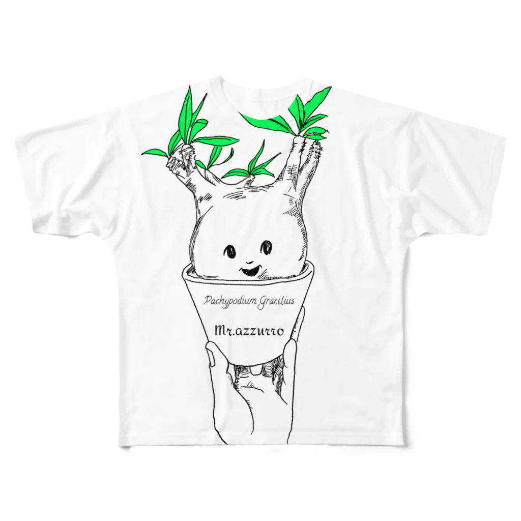 Mr.azzurroの植物HEAD003 フルグラフィックTシャツ