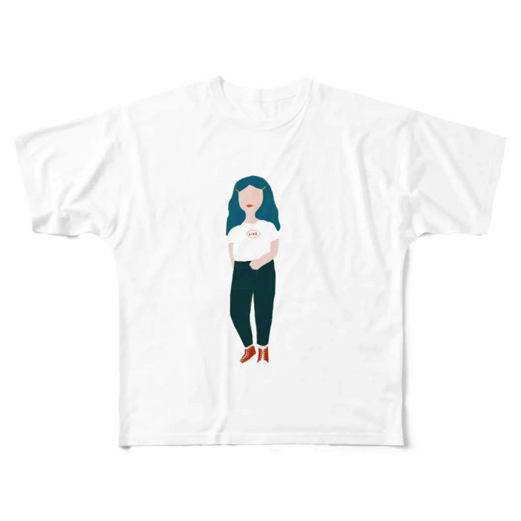 ｵｺﾒｱｲﾃﾑのsnap girl フルグラフィックTシャツ