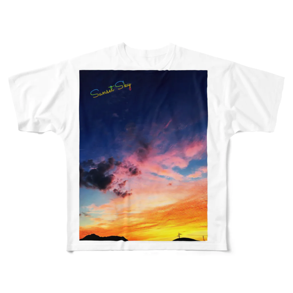 fechi47clubの夕焼け空 フルグラフィックTシャツ