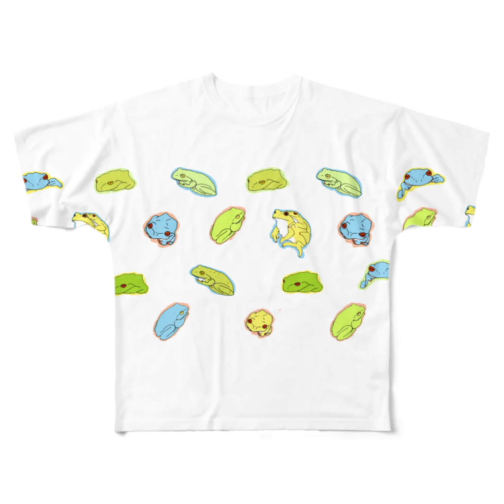 chippitomuのみんなネテルもりあおがえる All-Over Print T-Shirt