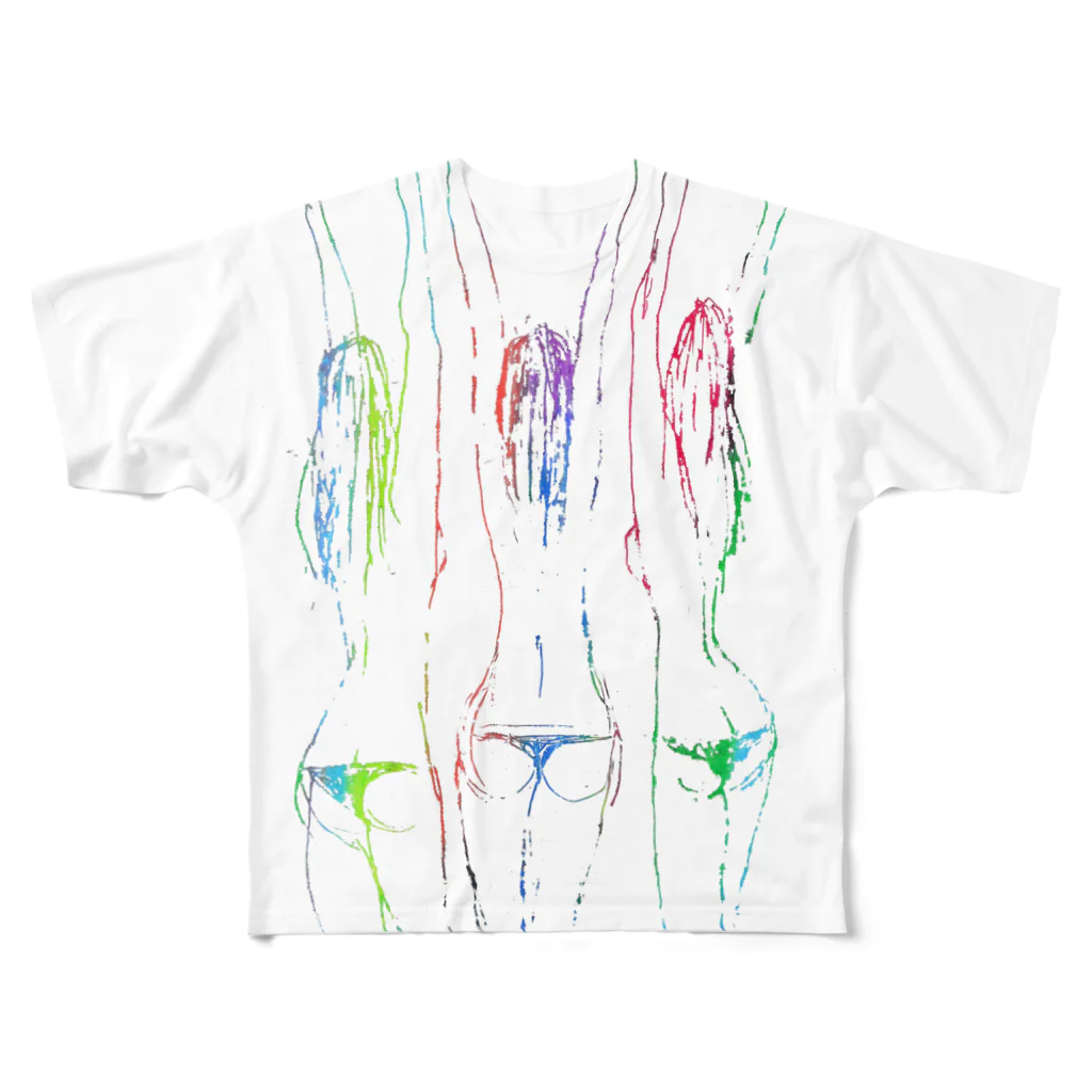 JunK drawing の万歳三少女　１ All-Over Print T-Shirt