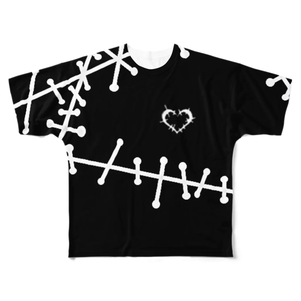 SumiReのツギハギ　白 All-Over Print T-Shirt