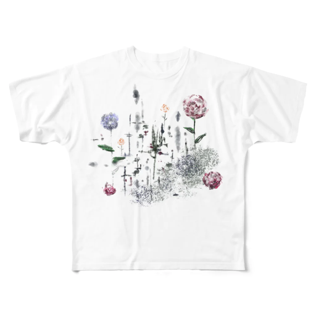 創作工房muccoのflowers フルグラフィックTシャツ