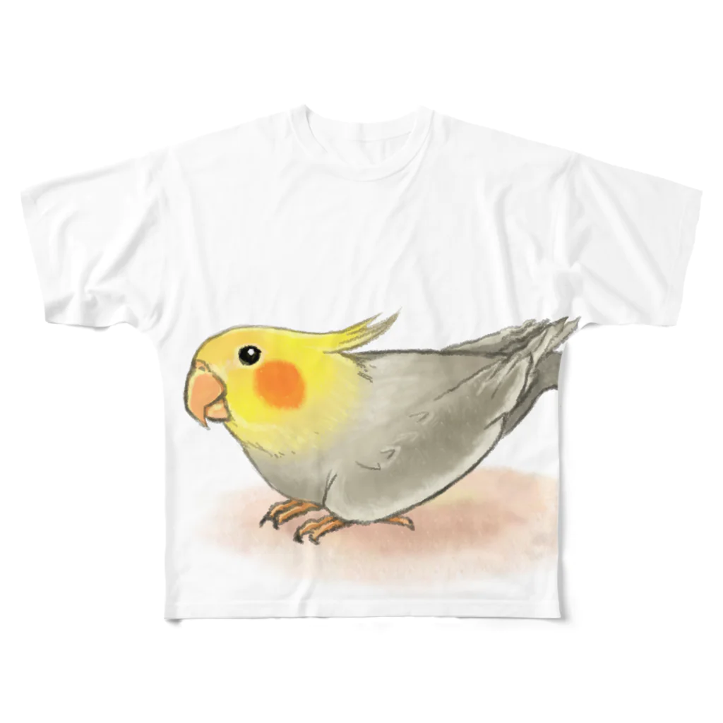 まめるりはことりのオカメインコ　レキ【まめるりはことり】 フルグラフィックTシャツ