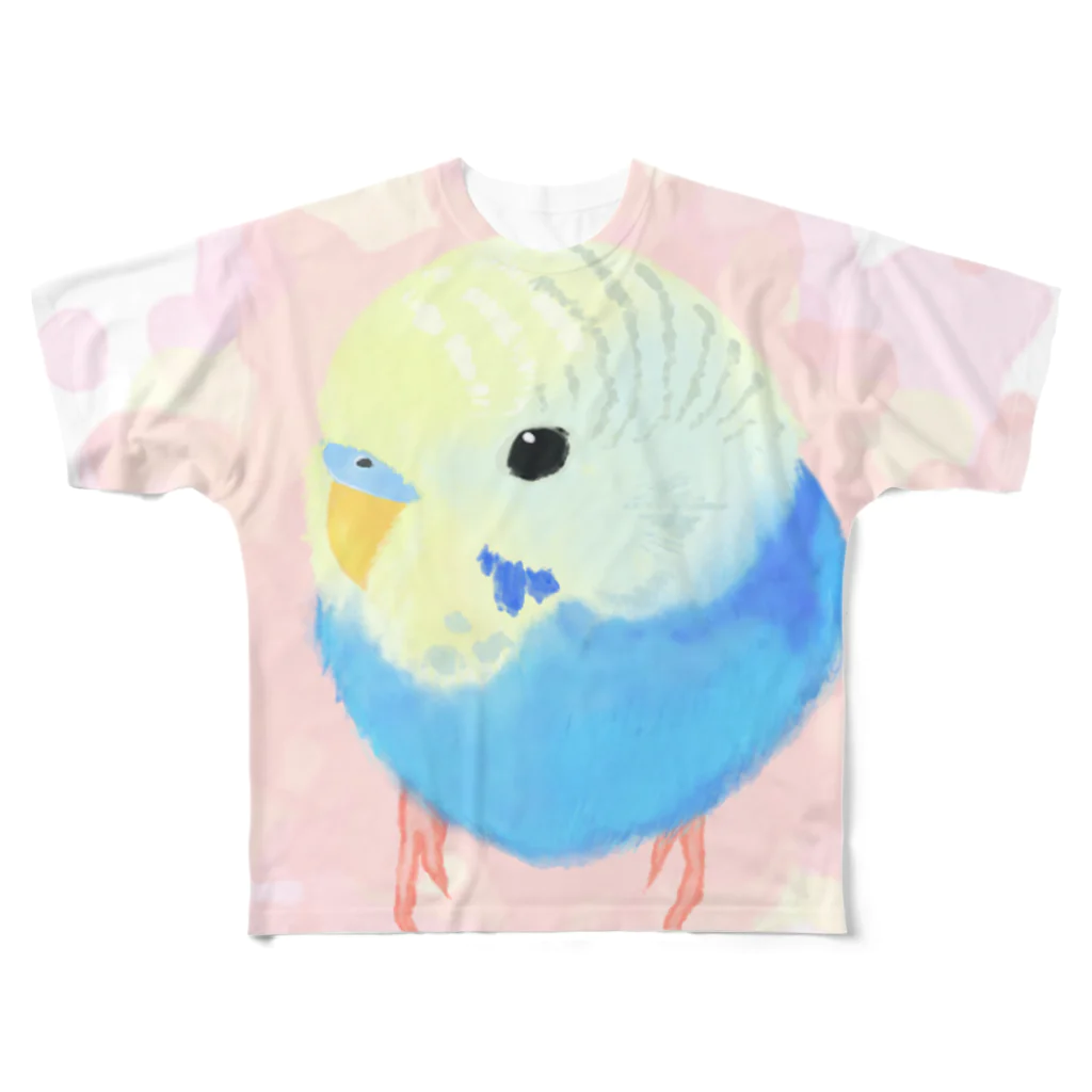 まめるりはことりのまるまるセキセイインコ【まめるりはことり】 All-Over Print T-Shirt