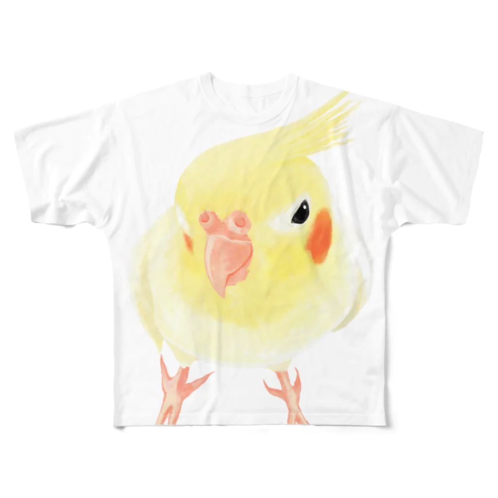 まめるりはことりのオカメインコ　おすましルチノー【まめるりはことり】 All-Over Print T-Shirt