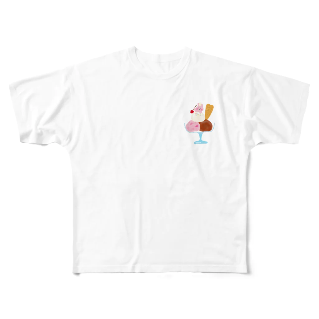 popo_hyのうさぎさんとアイスクリーム All-Over Print T-Shirt