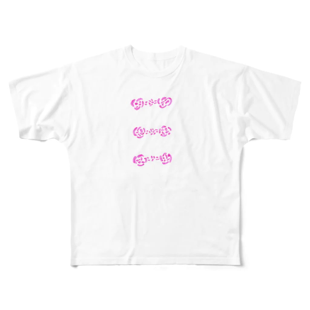 れんのチャイナボタンPINK フルグラフィックTシャツ