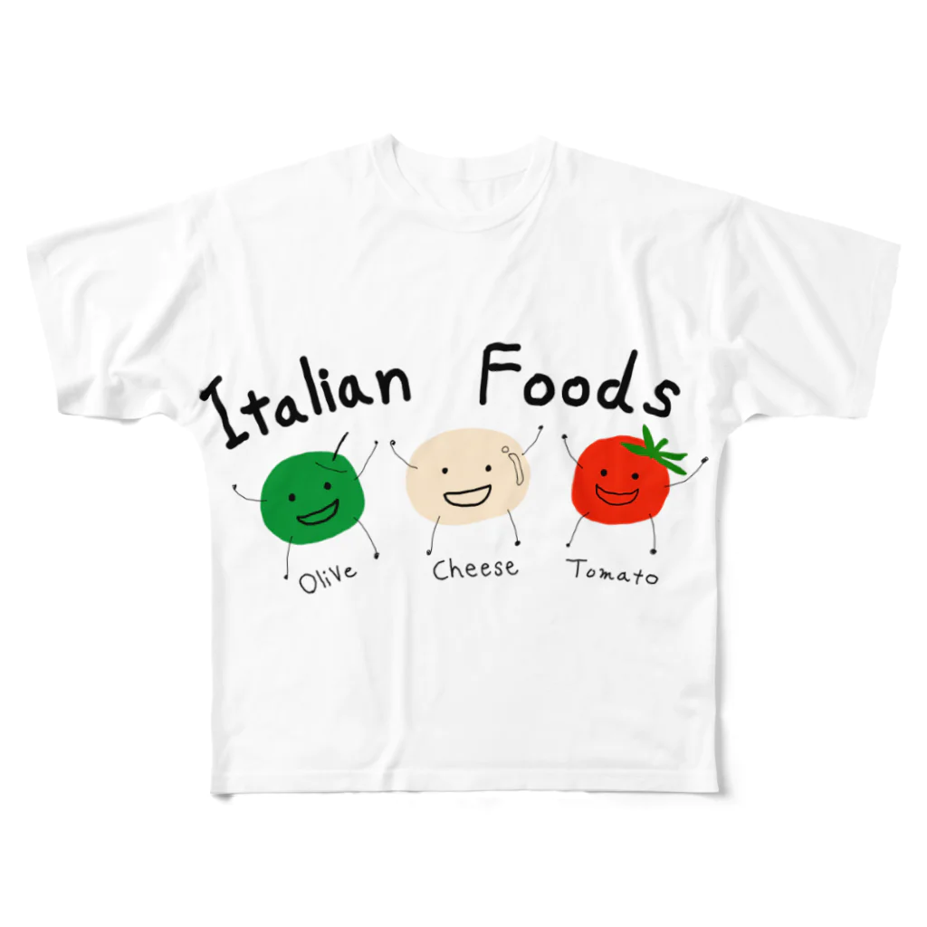 Bianco and NeROのイタリアンフーズ！ フルグラフィックTシャツ