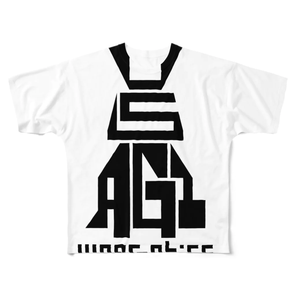 1110graphicsのUSAGI / 兎 フルグラフィックTシャツ