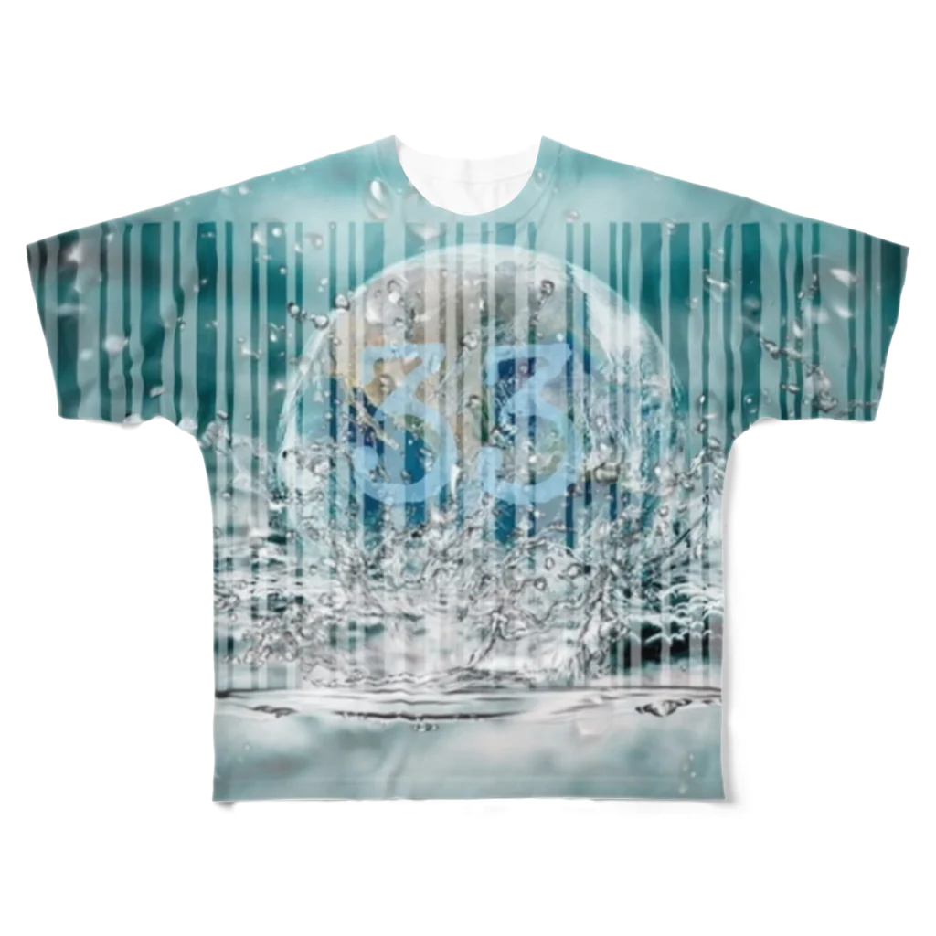 Aimurist の浄化:33 バーコード フルグラフィックTシャツ