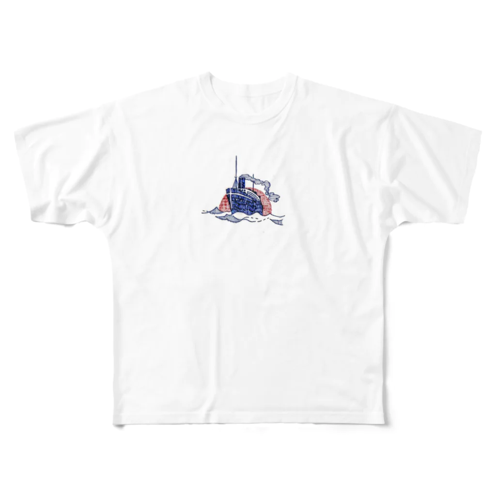 魚の目／illustrationの船の進水シリーズ All-Over Print T-Shirt