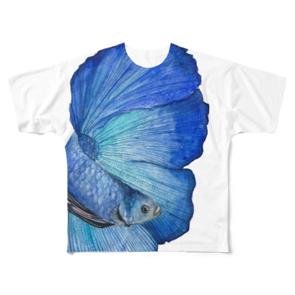 あとりえくらげの青ベタ All-Over Print T-Shirt