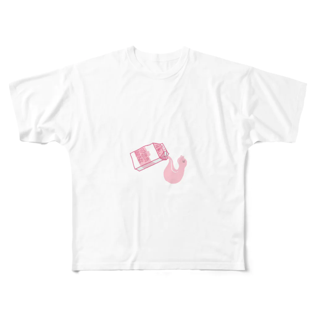 ウサコクリエイトのうさこ牛乳 All-Over Print T-Shirt