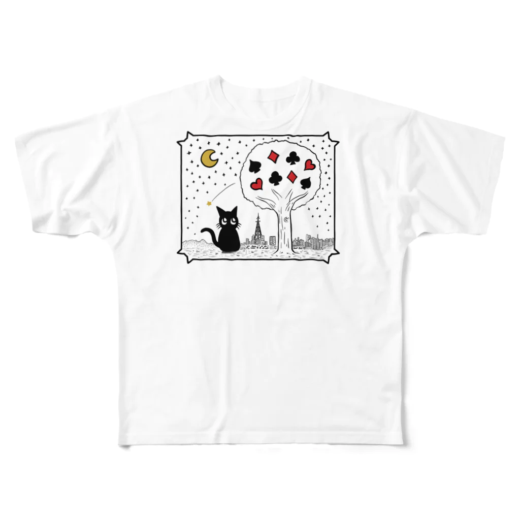 solachanshopのクロネコとスートの木 All-Over Print T-Shirt