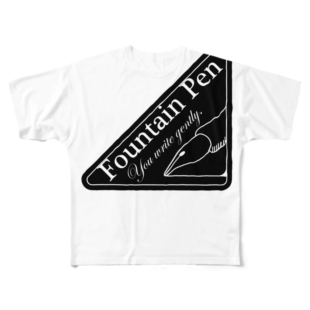 datemarknoteのfountain pen フルグラフィックTシャツ