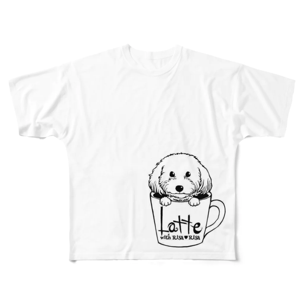 マルプー ラテのlatte with RisaRisa フルグラフィックTシャツ