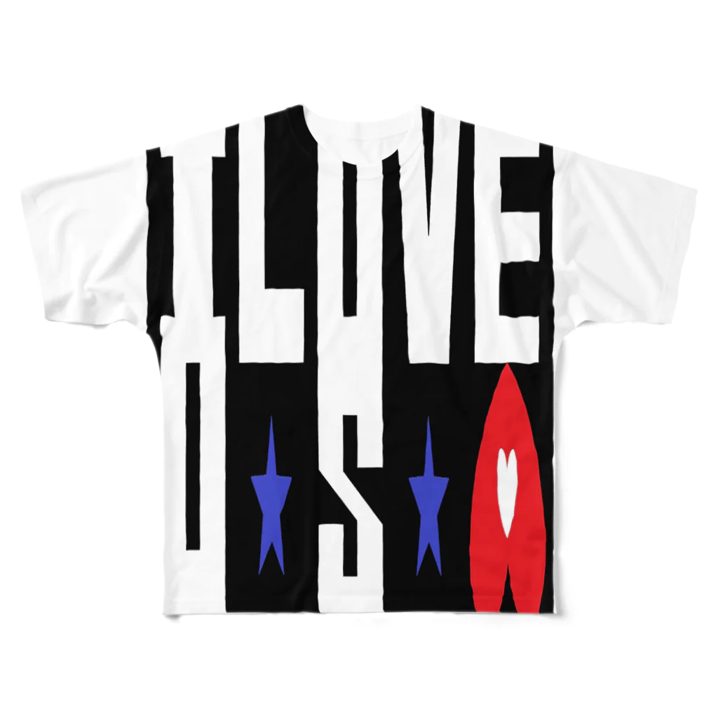 airabuwoのI Love USA. フルグラフィックTシャツ