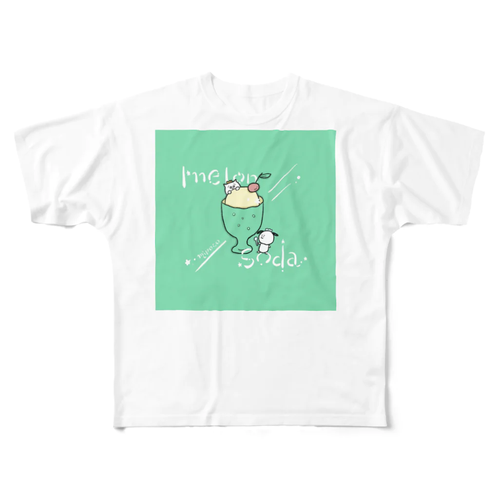 mipoco_chanの喫茶メヨンソーダ フルグラフィックTシャツ