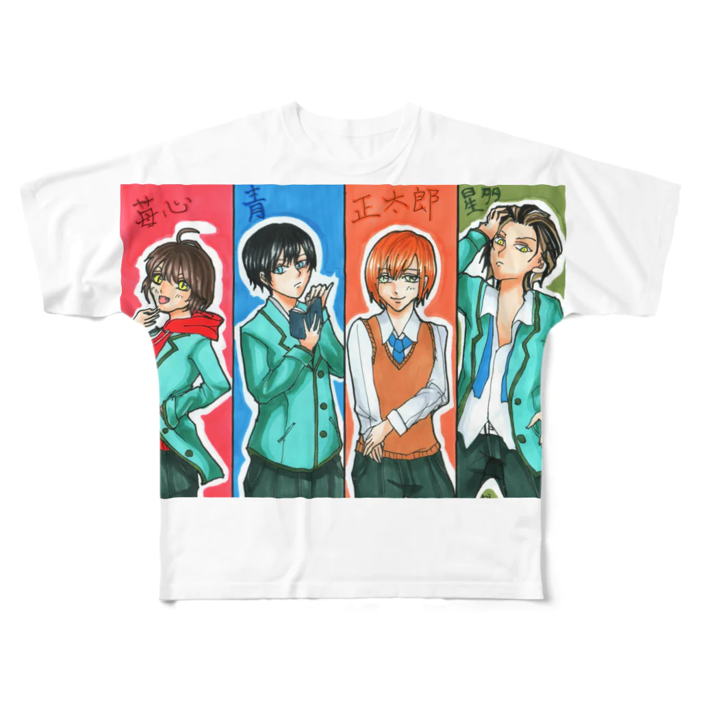 ＊あり＊の虹色創世記のみくさん４にゃんズ(擬人化) All-Over Print T-Shirt