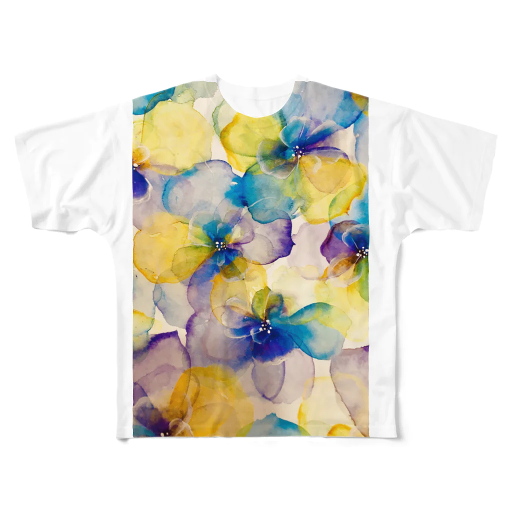 ミドニィー店の水彩画フラワー All-Over Print T-Shirt