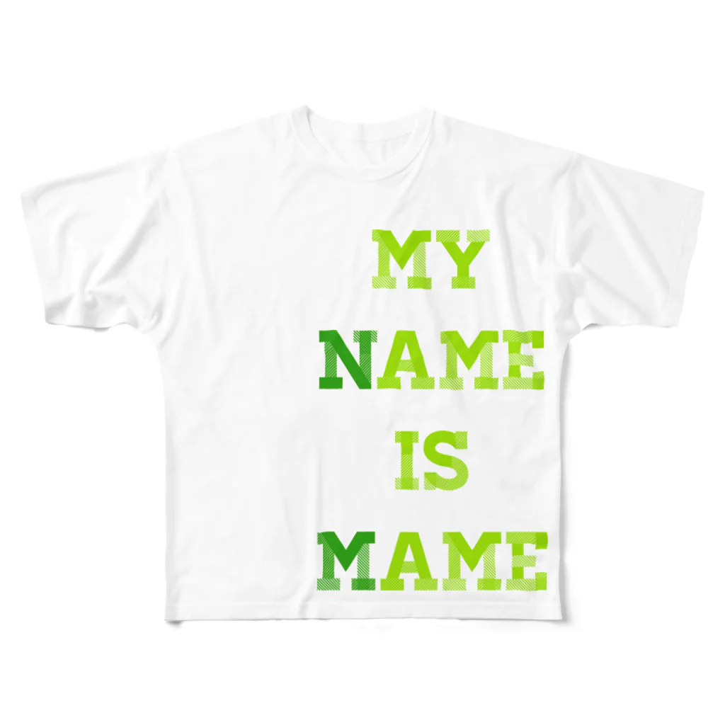 小日向真芽の おまめやさんのMY NAME IS... All-Over Print T-Shirt