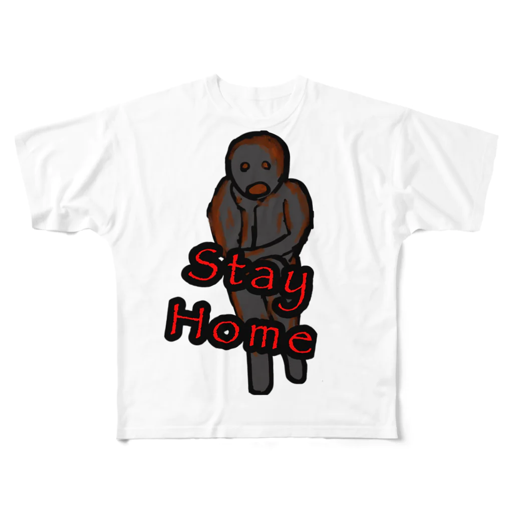 nyanchu08023のSTAY HOME ゾンビ フルグラフィックTシャツ