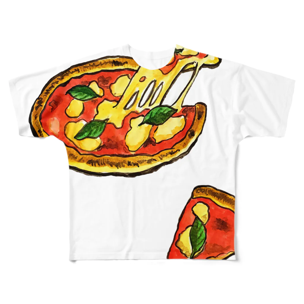 水彩イラストグッズのPIZZA フルグラフィックTシャツ