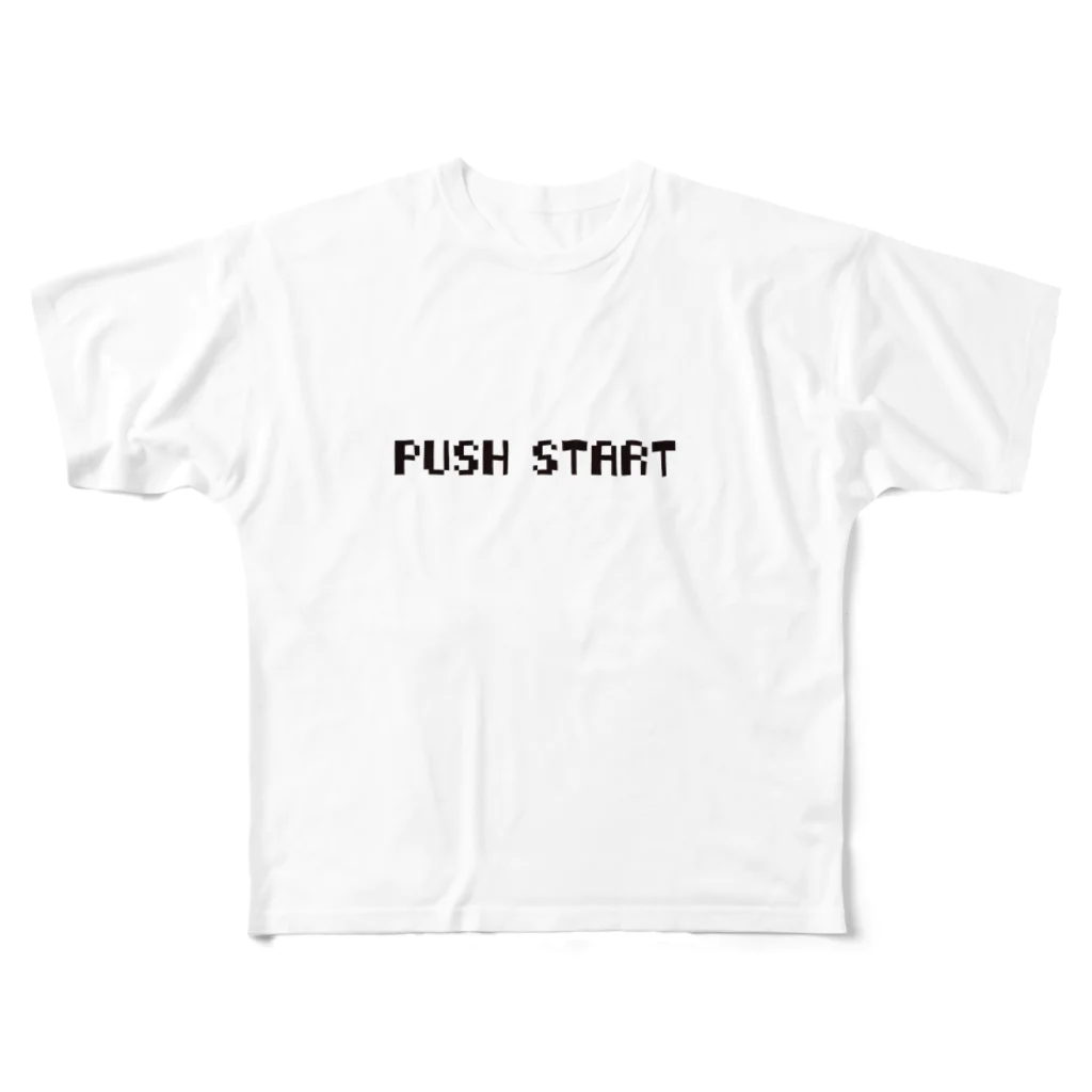 ゲッコー商店のPUSH START 풀그래픽 티셔츠