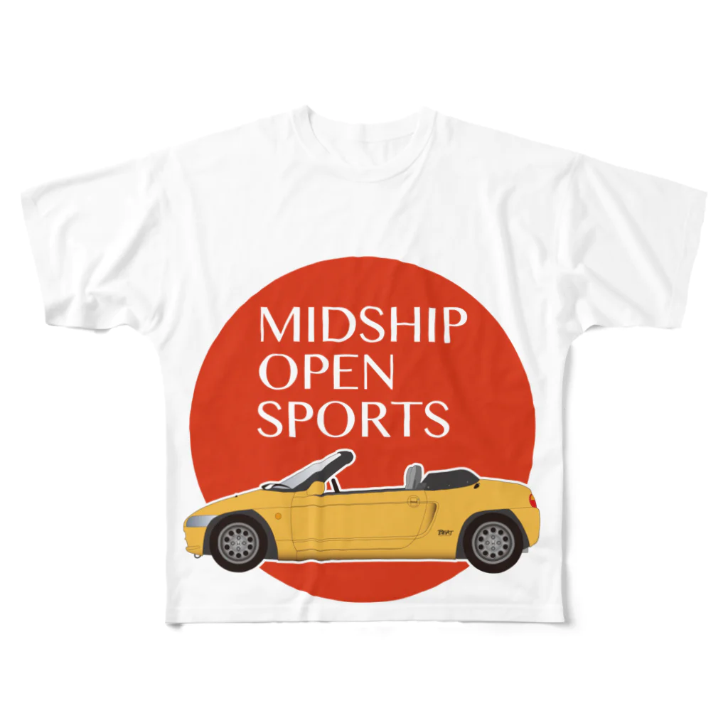 Puuun Shopの黄色いオープンカー フルグラフィックTシャツ