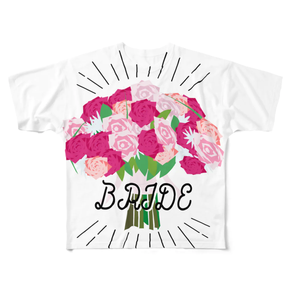 ペアTシャツ屋のシバヤさんのペア(BRIDE)　ブーケ All-Over Print T-Shirt