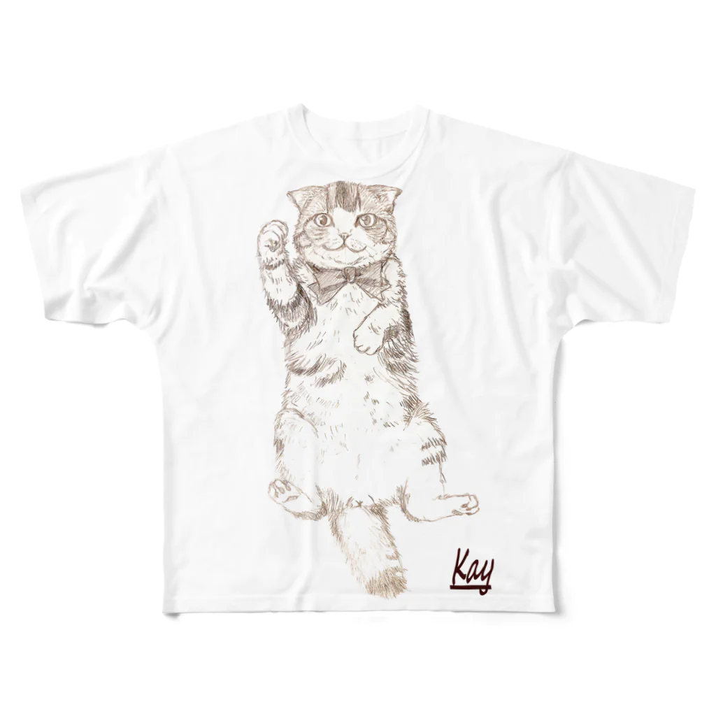 羊毛フェルト作家ちはるのグッズ売り場のスコティッシュ猫のカイ君 All-Over Print T-Shirt