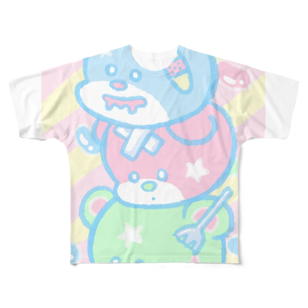 アジサイの織のSweet Bear Bear Bear フルグラフィックTシャツ