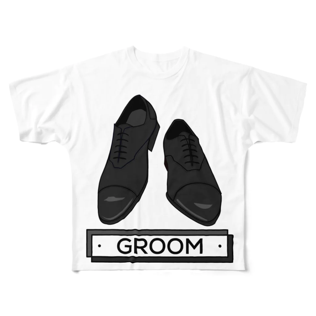 ペアTシャツ屋のシバヤさんのペア(GROOM)シューズ_ブラック フルグラフィックTシャツ