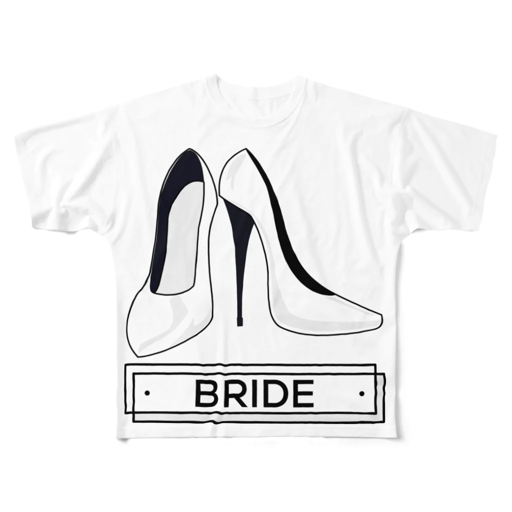 ペアTシャツ屋のシバヤさんのペア(BRIDE)ヒール_ホワイト フルグラフィックTシャツ