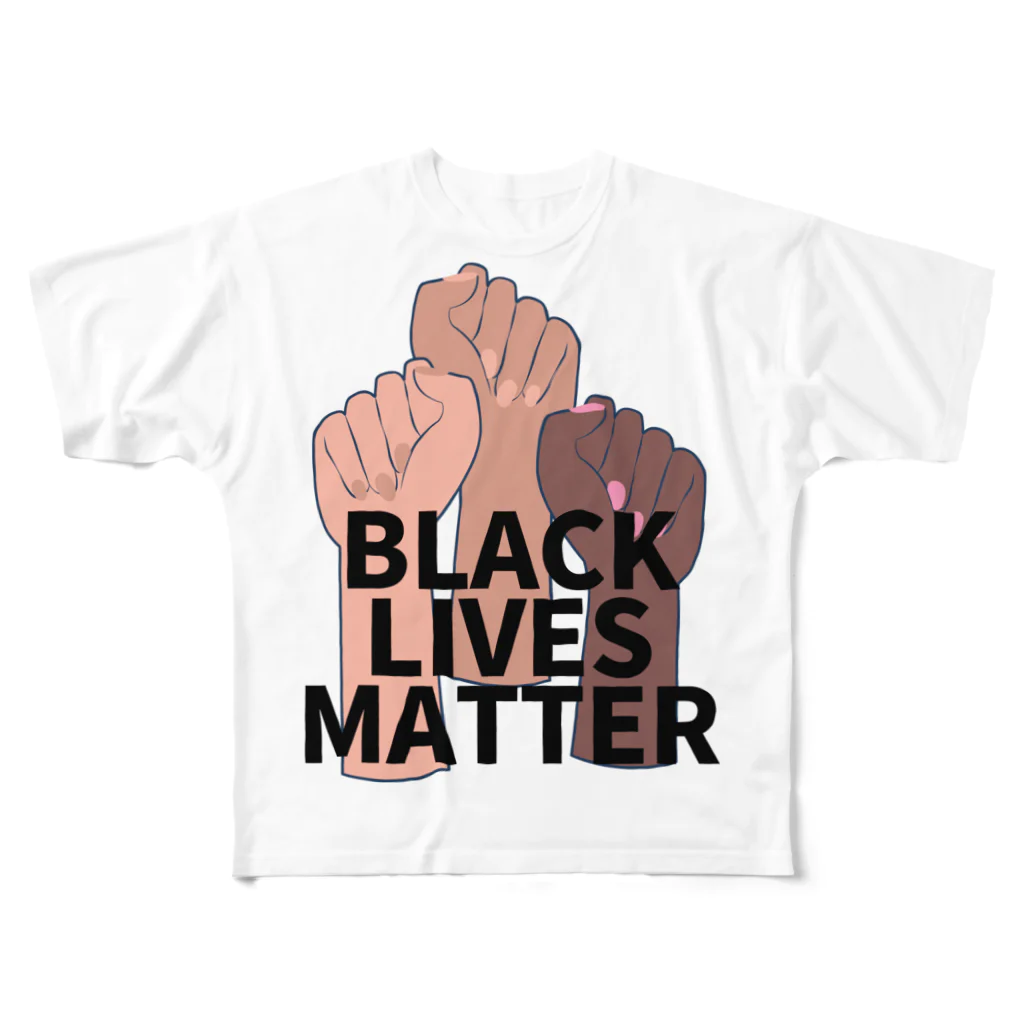 RIRI_designのBLACK LIVES MATTER（ブラック・ライブス・マター）拳 フルグラフィックTシャツ